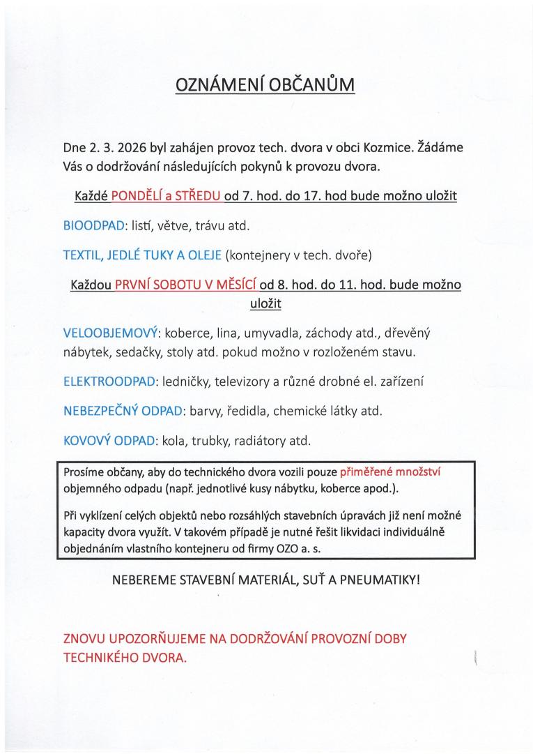 Technický dvůr 2026